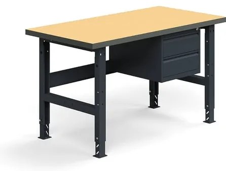 Dielenský stôl TRUST, 2 zásuvky, 1500x760mm, 300 kg, tvrdená doska