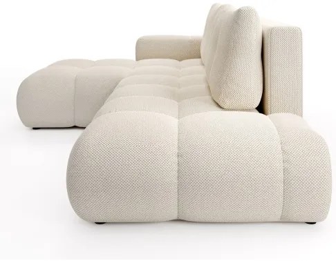 Rozkladacia rohová čalúnená sedacia súprava s úložným priestorom v tvare L ALMADA ľavá svetlo-béžová