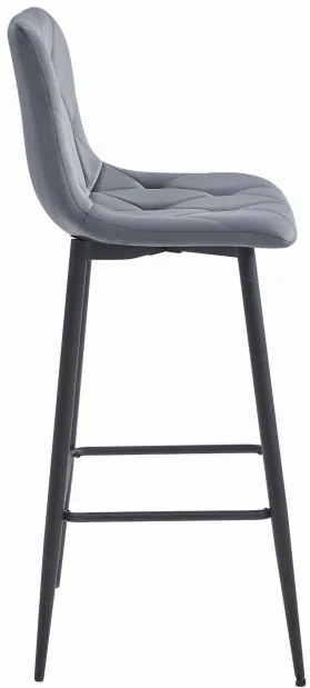 Set štyroch barových stoličiek NADO zamatové tmavosivé (čierne nohy) 4 ks