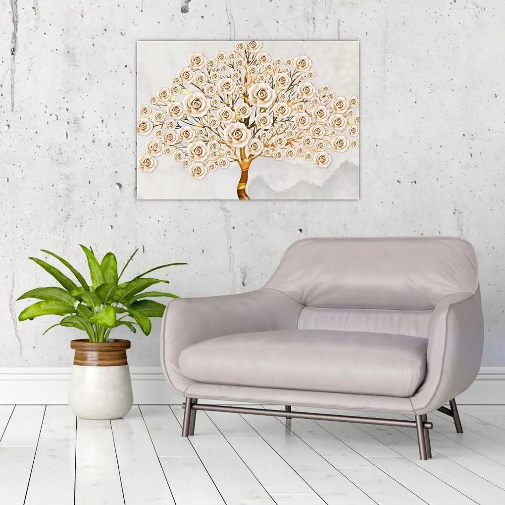 Sklenený obraz kvetinového stromu (70x50 cm)