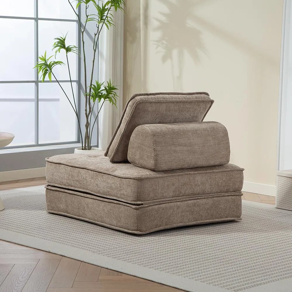 Rozkladacia penová sofa CALMERO - svetlo hnedá