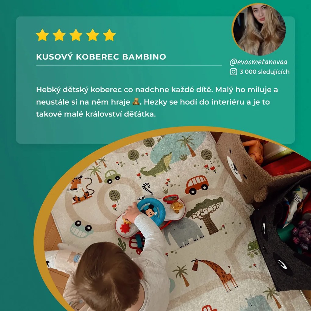 Detský kusový koberec Bambino 1165 Zoo, 160x220, viacfarebná, detská izba, Dywany Łuszczów