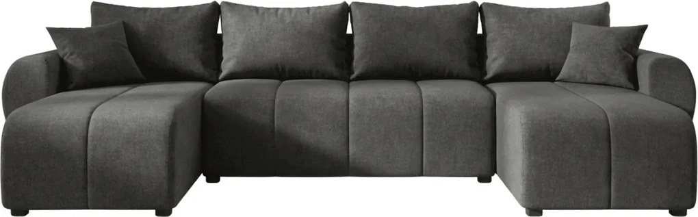 Rozkladacia obojstranná sedacia súprava do U SEVIO 311x145 cm, tmavosivá + 2 vankúšiky ZDARMA