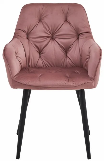 Jedálenská stolička JORK zamatová, ružová (čierne nohy)