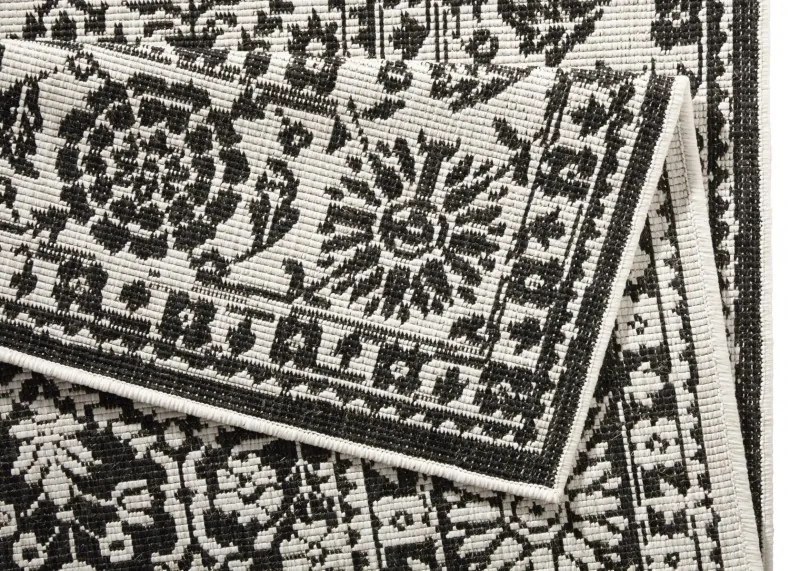 NORTHRUGS - Hanse Home koberce Kusový koberec Twin-Wendeteppiche 103113 schwarz creme – na von aj na doma - 160x230 cm
