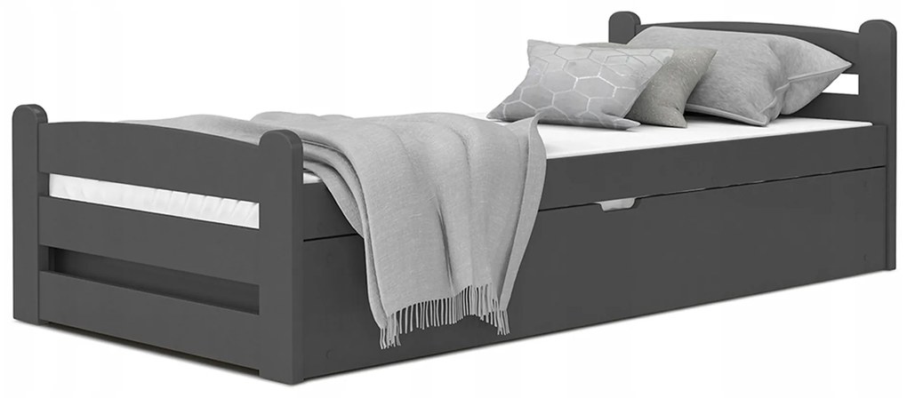 Posteľ s úložným priestorom Dávid 90x200 - sivá