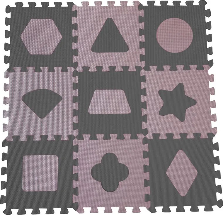 BABYDAN Penová hracia podložka puzzle Geometrické tvary, Rose 90 x 90 cm