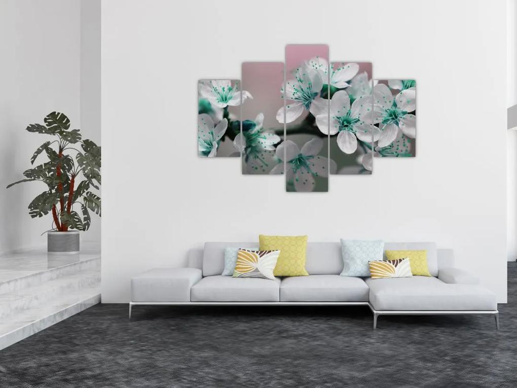 Obraz kvetov - tyrkysové (150x105 cm)