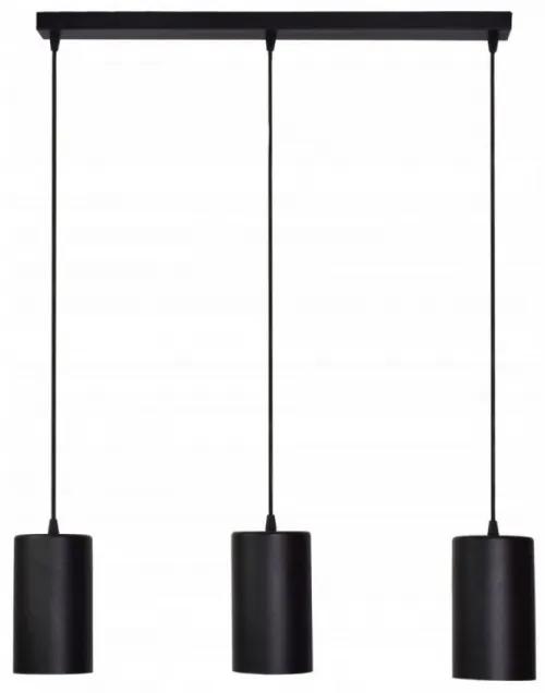 TEMAR Závesné moderné osvetlenie nad jedálenský stôl TUBE, 3xE27, 24W, čierne
