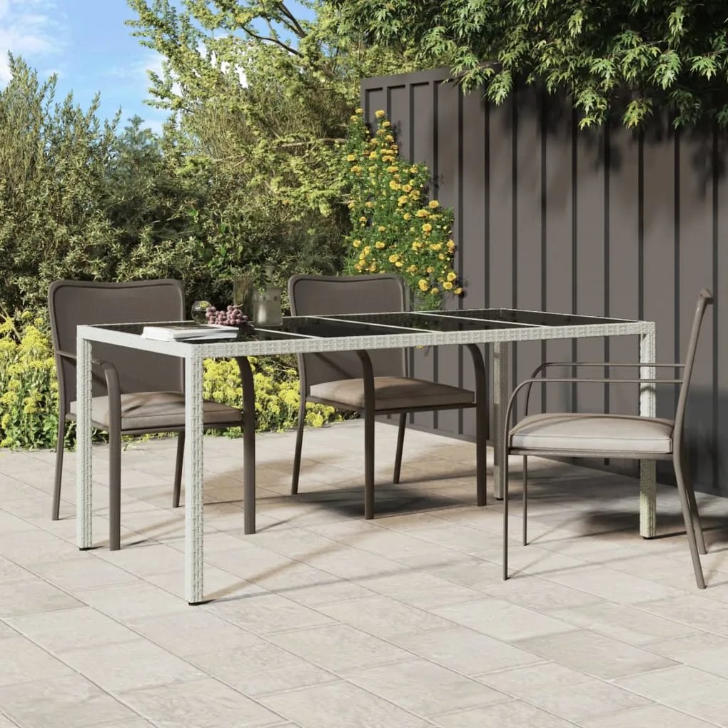 vidaXL Záhradný stôl biely 190x90x75 cm tvrdené sklo a polyratan