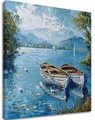 Obraz krajiny na plátne Scenéria s loďkami | Akrylové detaily