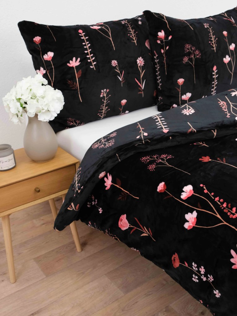 Obliečky mikroplyš Exclusive – Vlčie maky čierne