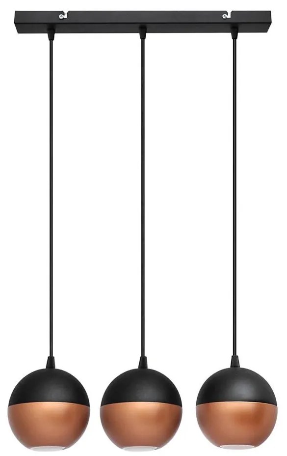 LED Luster na lanku MIDWAY 3xGU10/4,8W/230V čierna/medená