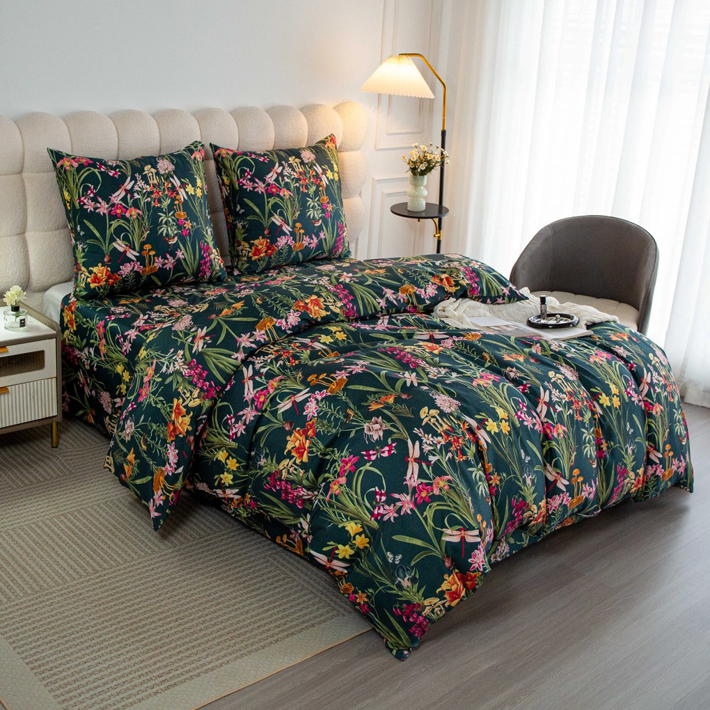 Obliečky z mikrovlákna MYSTIC GARDEN tmavo zelené Rozmer obliečky: 2 ks 70 x 90 cm | 200 x 220 cm