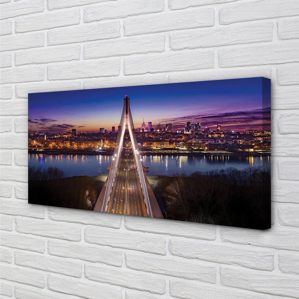 Obraz na plátne Warsaw panorama riečny most 125x50 cm