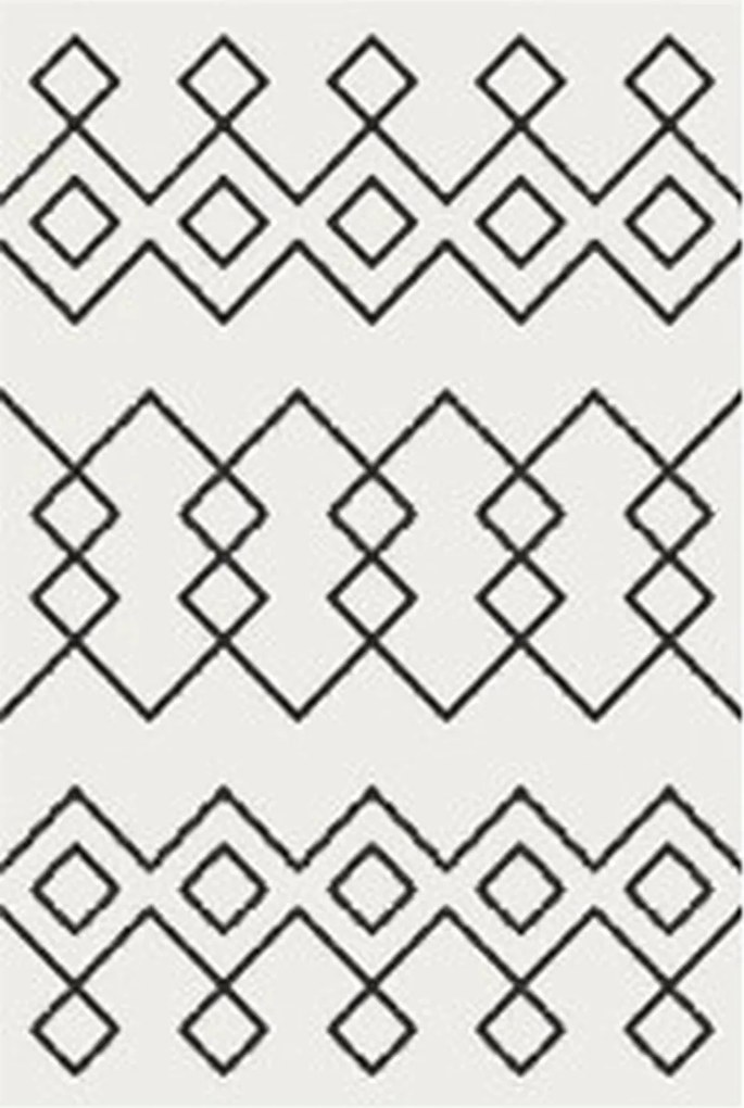 My Flair, Kusový koberec Moroccan Dream weiß kruh, 190x190 (průměr) kruh, čiernobiela, obývacia izba