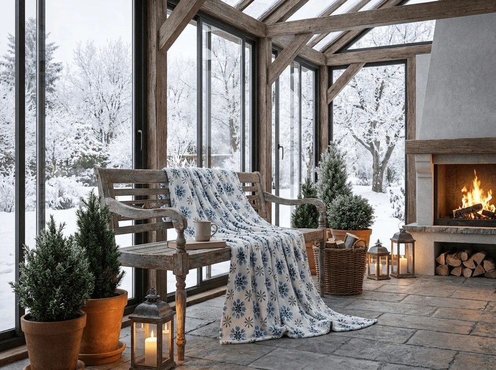 Mikroplyšová deka ICY FLAKES, biela Rozmer: 200 x 220 cm