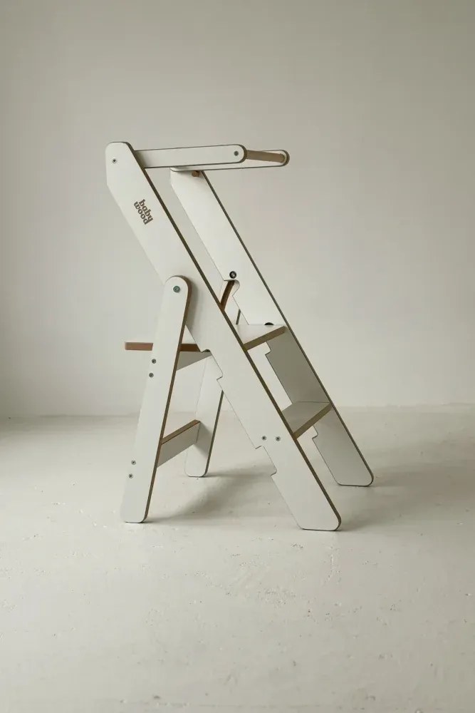 Učiaca montessori detská veža skladacia biela