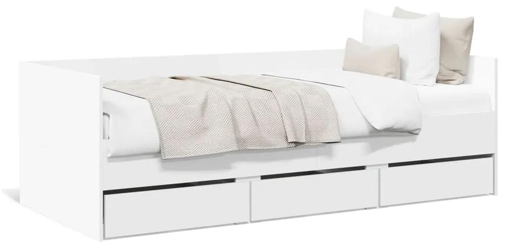 Denná posteľ so zásuvkami biela 100x200 cm kompozitné drevo 3280811