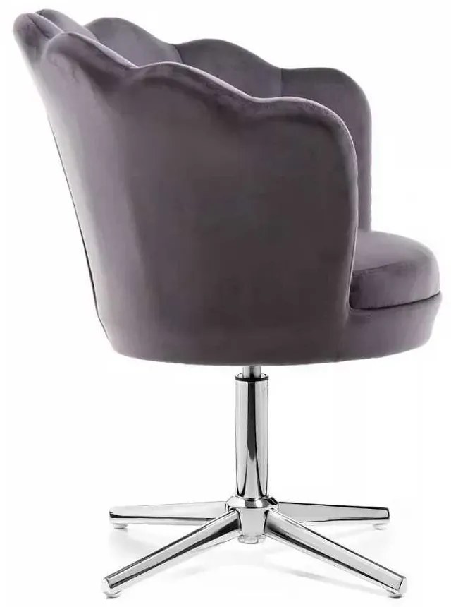 LuxuryForm DESIGN Kreslo FREY VELUR na striebornom kríži - tmavo šedé