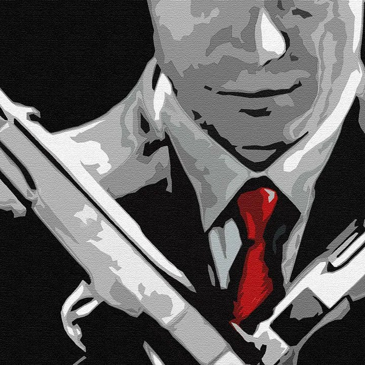 Ručne maľovaný POP Art obraz HITMAN | rôzne rozmery