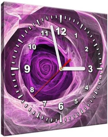 Obraz s hodinami Fialová ruža fraktál 30x30cm ZP1482A_1AI