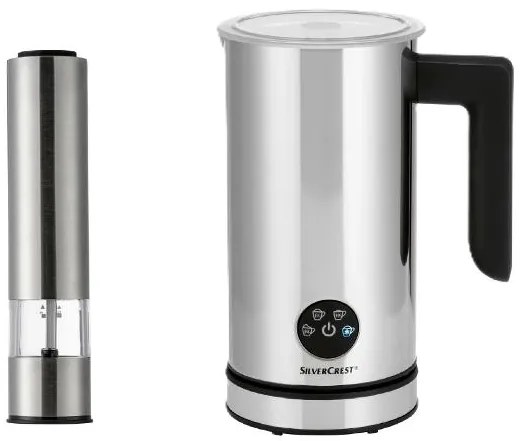 Silvercrest® Elektrický mlynček na soľ a korenie Sspm 6 B1/Ssspm 6 B1 + Napeňovač mlieka EDS SMA 500 H1 (800011596)