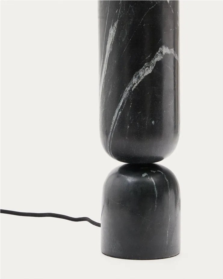 Čierna mramorová stolová lampa s textilným tienidlom (výška 57 cm) Vex – Kave Home