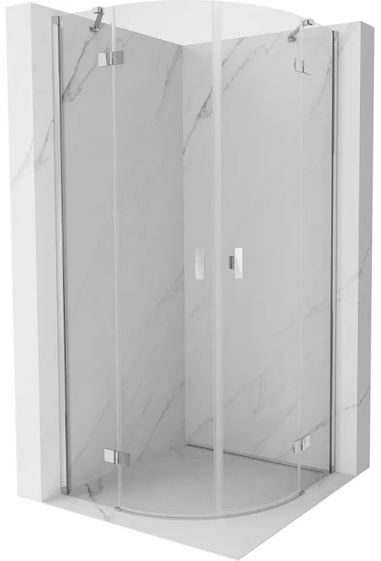 Mexen Mist, polkruhový výklopný sprchový kút 90 x 90 cm, číre sklo, chrómový profil, 8A33-090-090-01-00