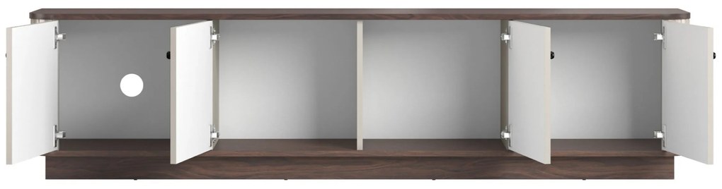 TV stolík Vesper 187 cm 4D - kašmír / orech / čierne úchyty