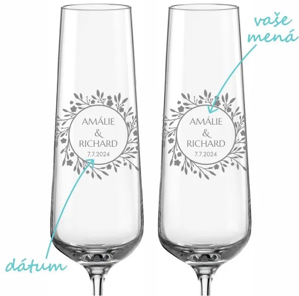 Svadobné poháre na sekt Náš príbeh, 2 ks