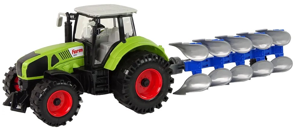 Lean Toys Traktor s pluhom na trecí pohon