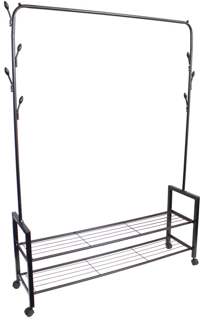 Wellhox 2-policový vešiak na kabáty s kolieskami