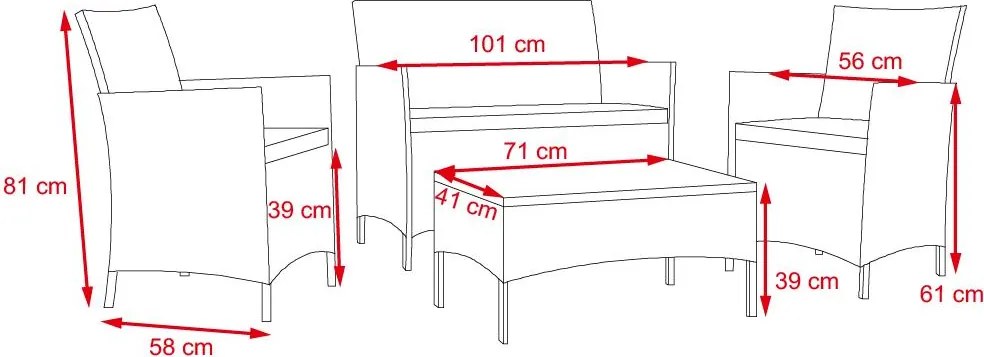 Set záhrad.nábytku 7-dielny ratanový AVENBERG GRANDE hnedá