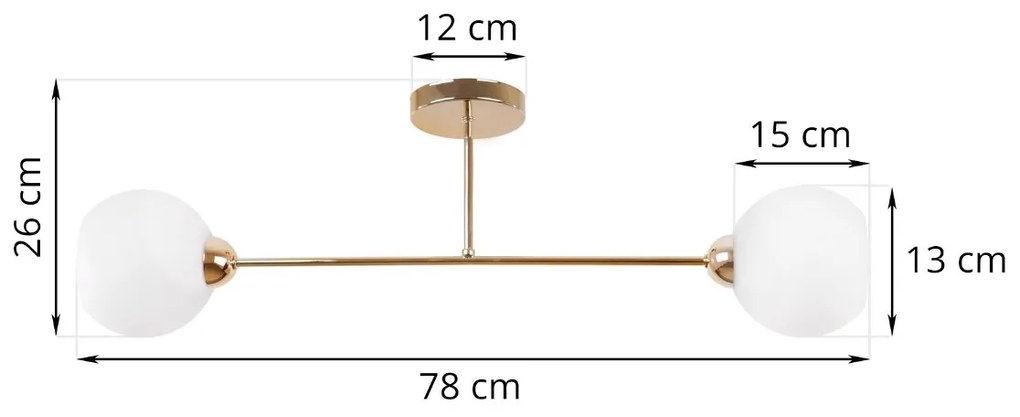 Stropné svietidlo Eliza, 2x biele sklenené tienidlo, G
