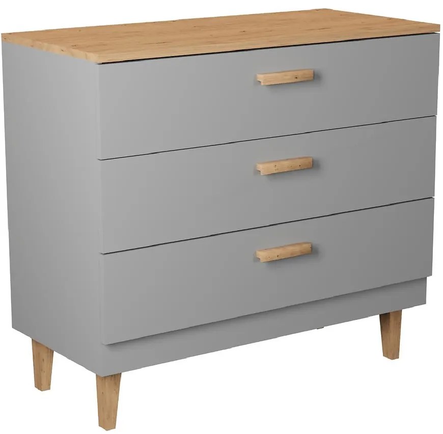 Komoda Denver Šedý Chinchilla/Hikora