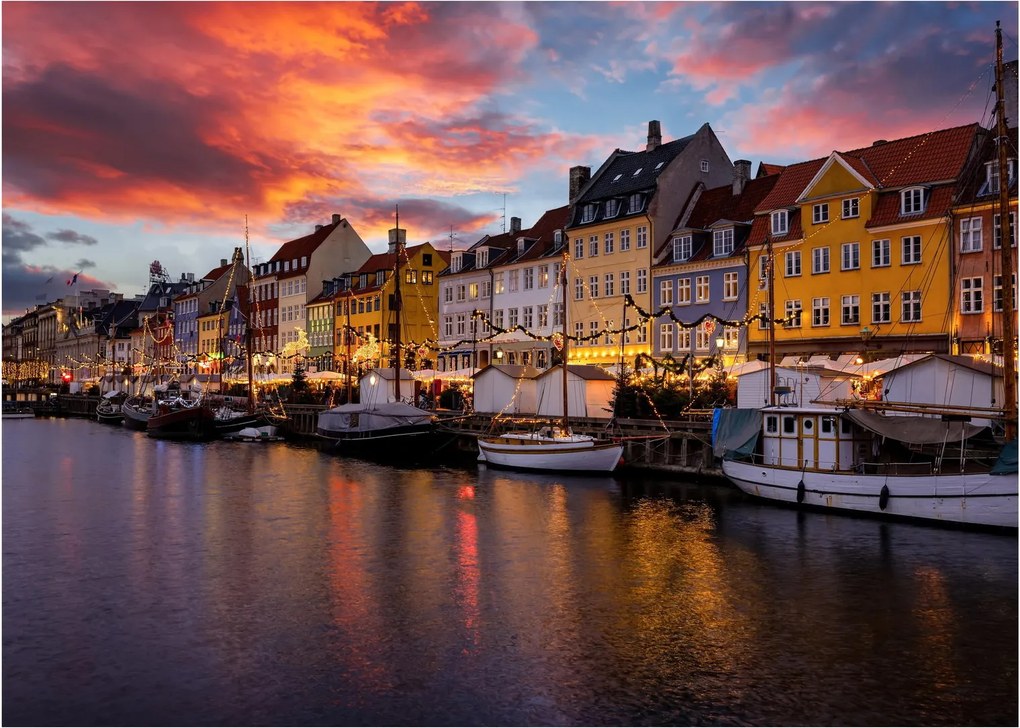 Sklenený obraz - Nyhavn, Kodaň (70x50 cm)