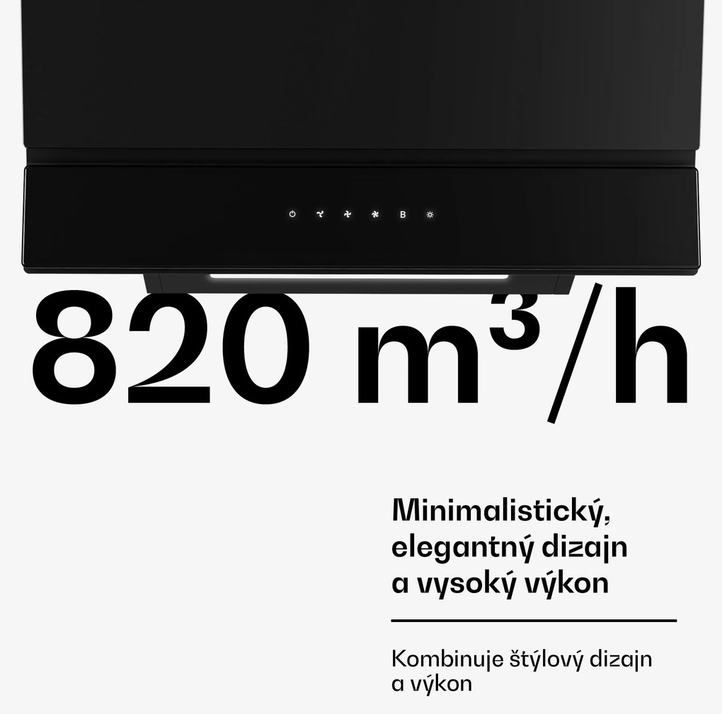 Klarstein Velaire odsávač pár | Elegantný, minimalistický, výkonný | Energetická trieda A++ | 820 m³/h | 60 cm