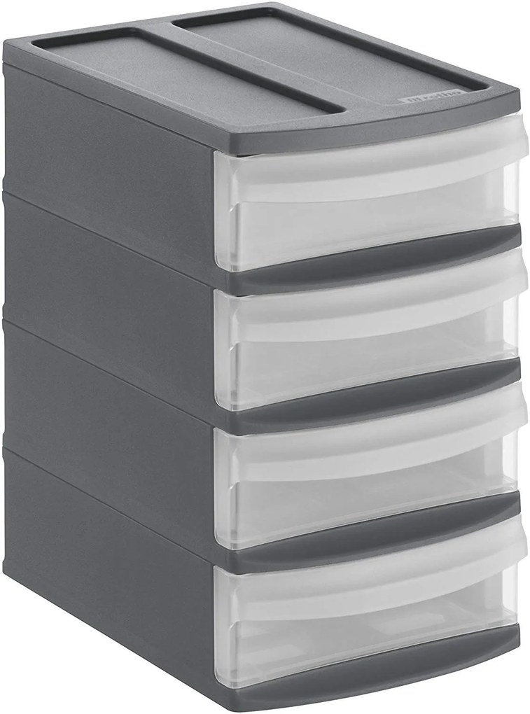 XXS - Box s 4 zásuvkami, úložný box vysunovací, antracit, Rotho SYSTEMIX - TOWER