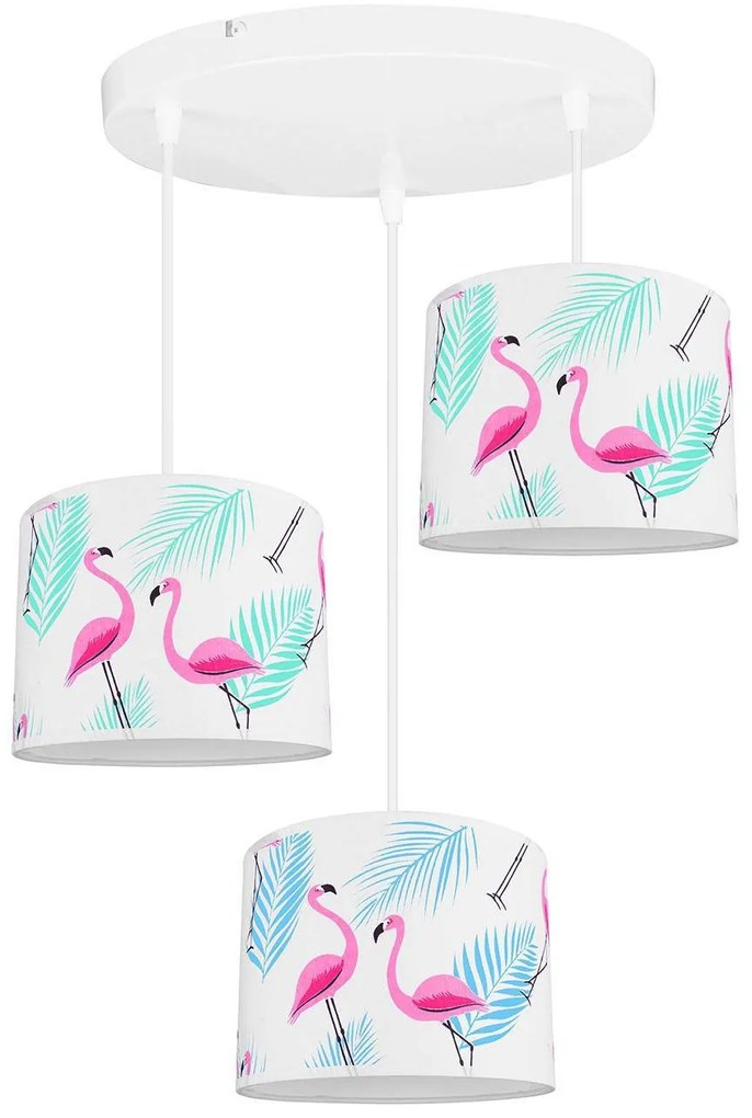 Detské závesné svietidlo Cone, 3x textilné tienidlo so vzorom (výber zo 6 farieb), (výber z 2 farieb konštrukcie), o