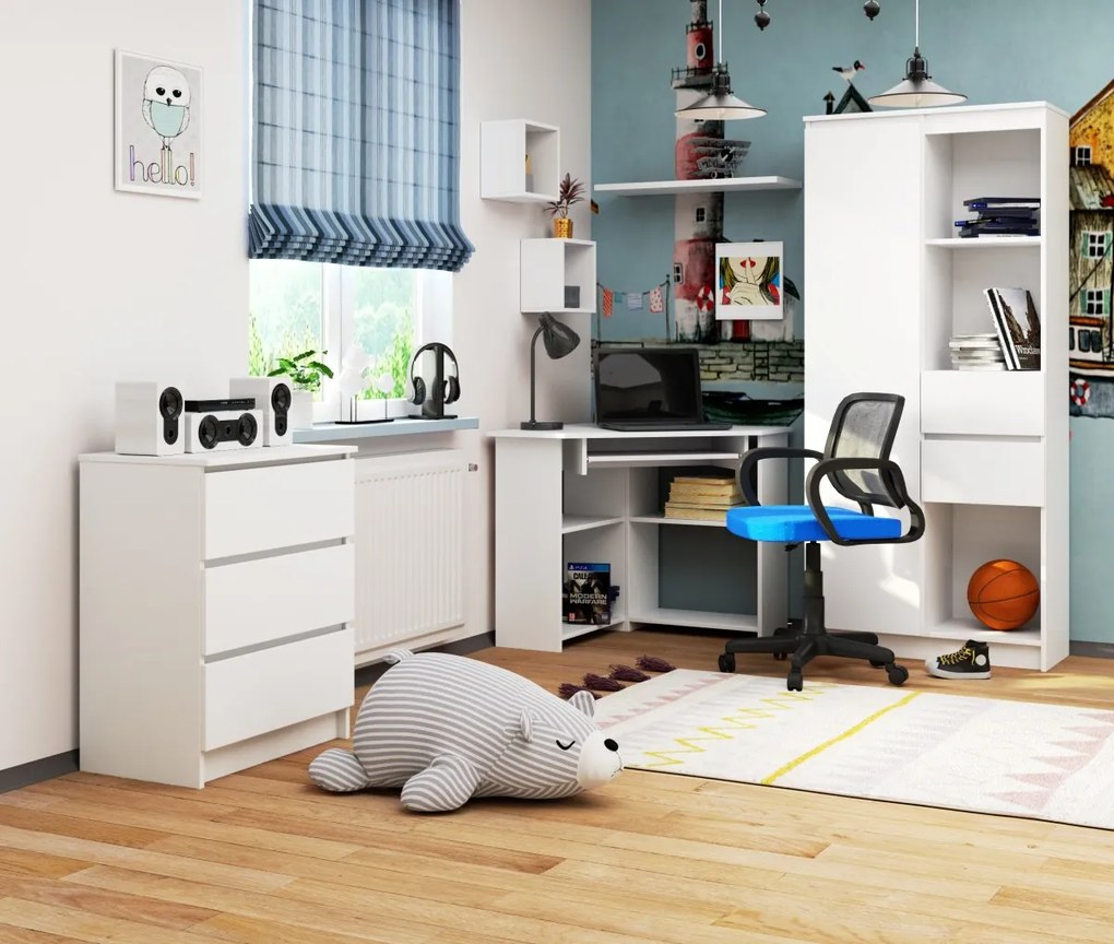 Rohový písací stôl Ted biely