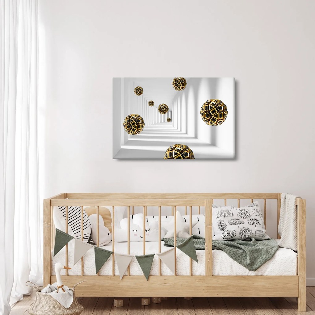 Abstraktný obraz futbalových lôpt (90x60 cm)