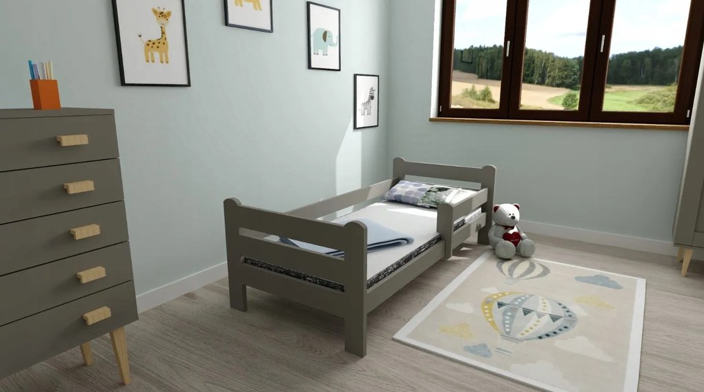 Detská posteľ z masívu borovice EDITA - 200x90 cm - šedá