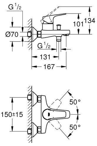 GROHE 23772000 - Vaňová batéria START FLOW 150 mm lesklý chróm