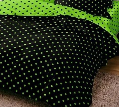 Obliečky DOTS and COLOURS LIME BLACK 7-dielna sada 140x200 cm