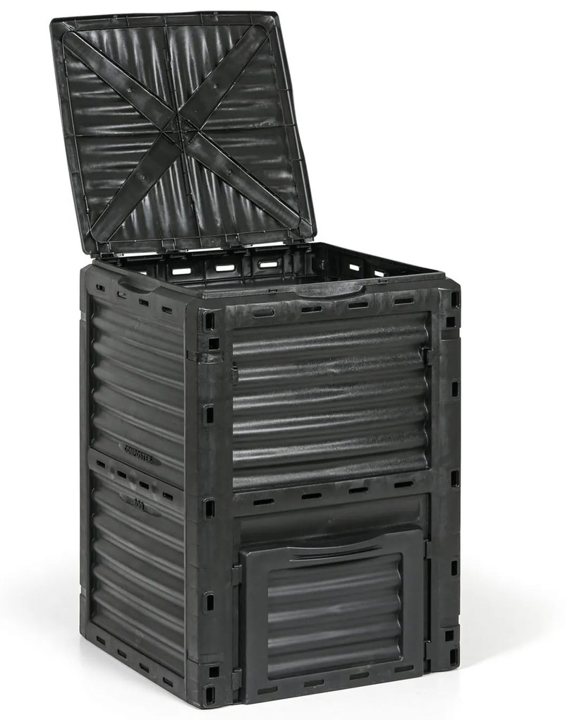 Plastový záhradný kompostér, 300 l, čierny