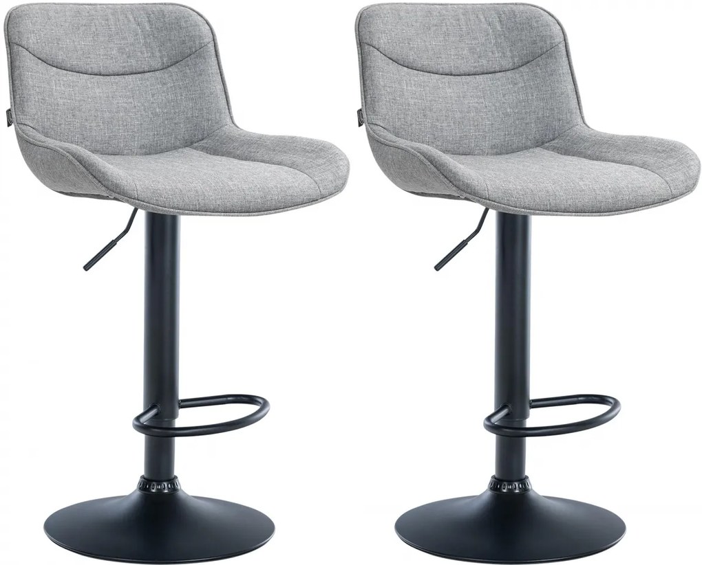 Design-Shop 2x Barová stolička Vonore - látka, čierny rám - Sivá