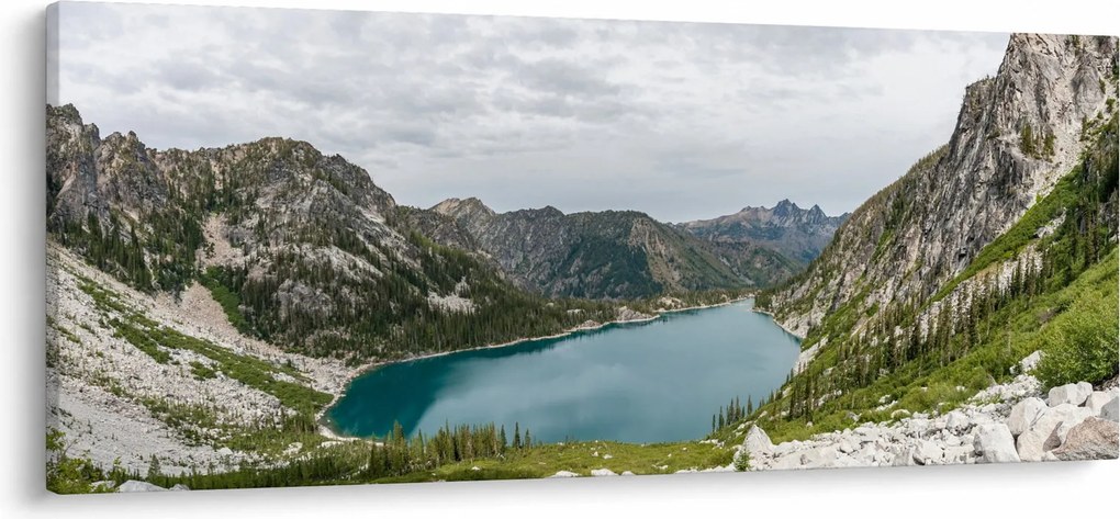 Obraz jazera v horách (120x50 cm)