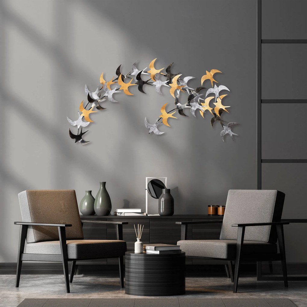 Nástenná kovová dekorácia Kirlangiç viacfarebná