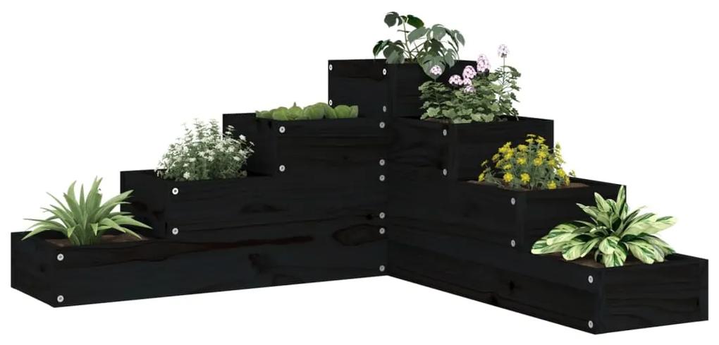 Záhradný kvetináč 4-posch. 80,5x79x36cm čierny masivna borovica 825321